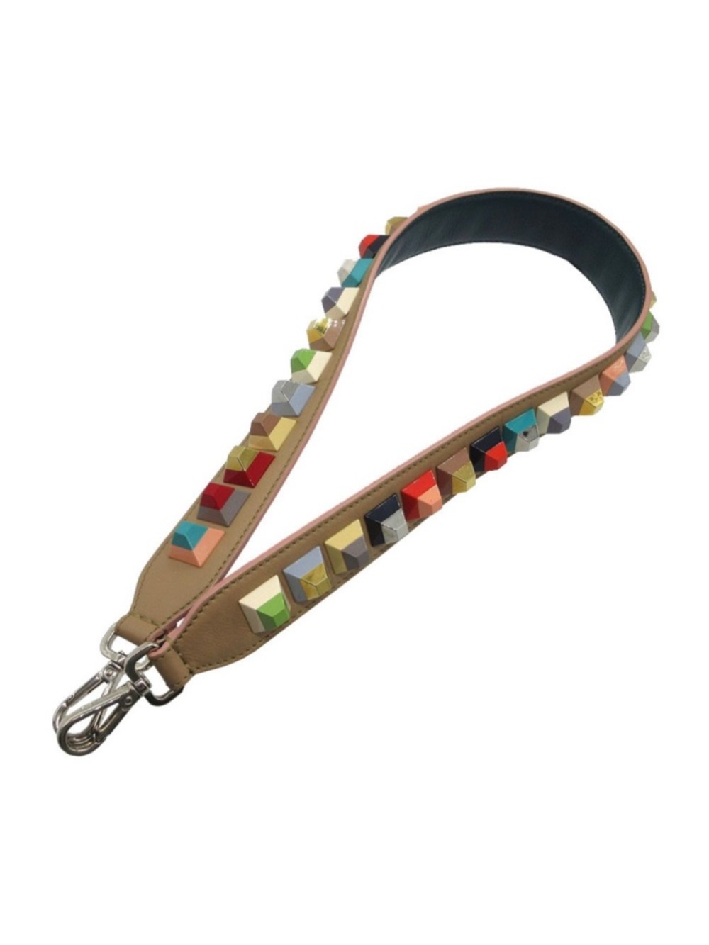 Fendi Strap You Rainbow Studded Shoulder Bag Strap in Beige Leather